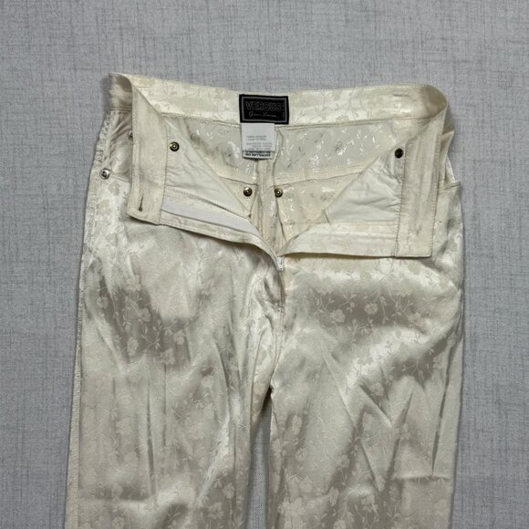 Vintage Versus Gianni Versace Trousers Floral Jacquard White Satin Size 33/40 - Picture 5 of 15